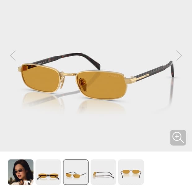 프라다 선글라스 더 아이코닉 메탈 플라크 허니 렌즈