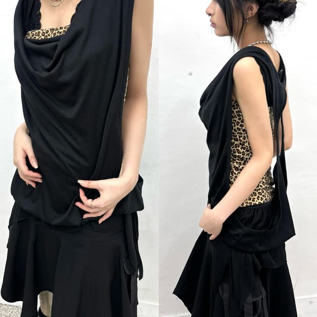 Xaja leopard layered drape top