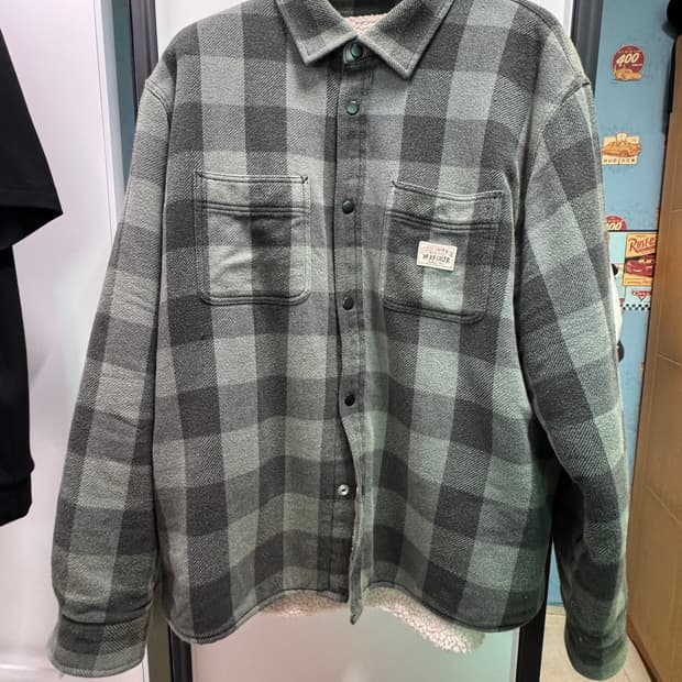 (xl)스투시 쉐르파 플레이드 셔츠자켓
