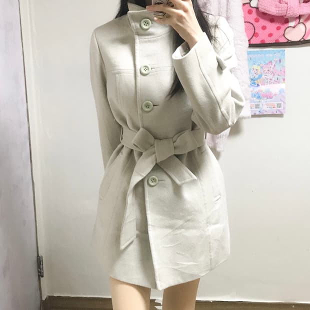 빈티지 이시하라사토미 달천깔 벨트 코트 히메갸루 로걀 라떼 페어리 모리걸