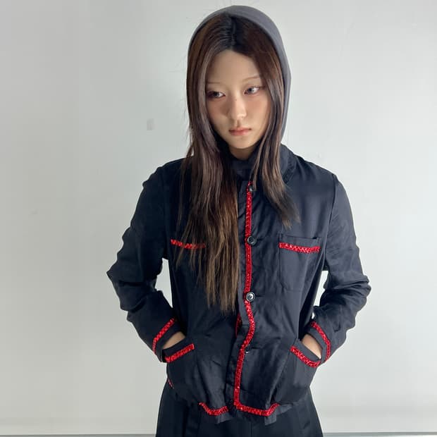 꼼데가르송 로브드샹브레 리본 콘페티 트리밍 자켓