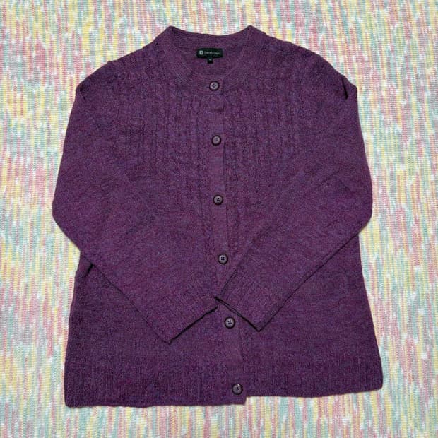 퍼플 보카시 니트 가디건