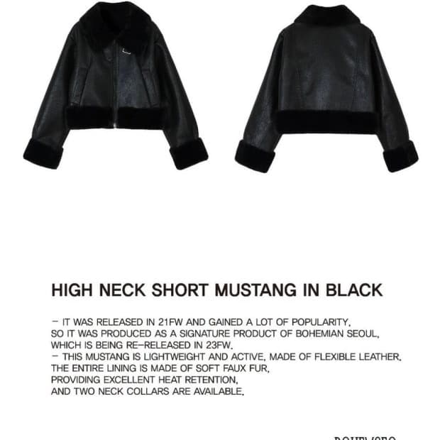 보헤미안서울 하이넥 무스탕 블랙 22FW