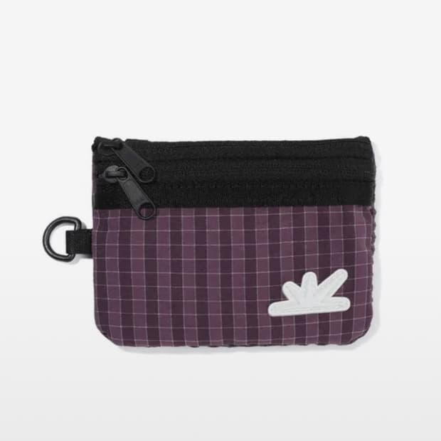 썬러브 지갑 파우치 Zip Card Pouch Purple Grid
