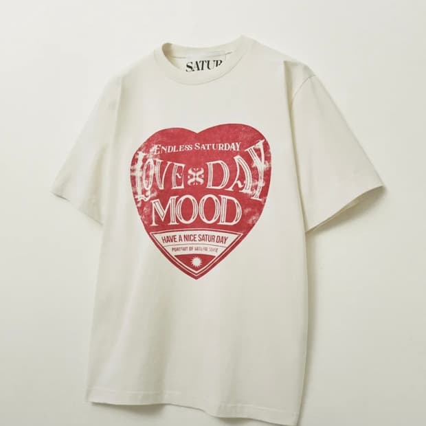 세터데이 레트로 무드 그래픽 반팔 티셔츠 빈티지 레드