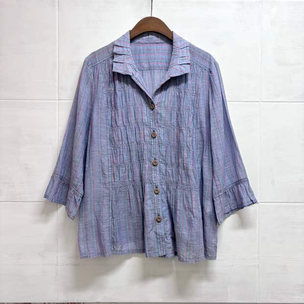 NOVE-DUE 페어리 스트라이프 셔링 퍼플 블라우스 자켓 JPN