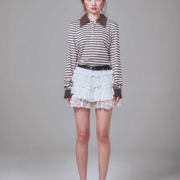 🍓유희(YUHEE)러블리 브라운 스트라이프 카라티 (실착3회)