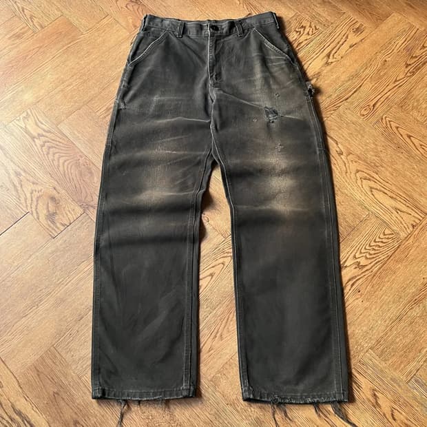 [32]칼하트 USA 하드 페이딩 블랙 싱글니 워크팬츠