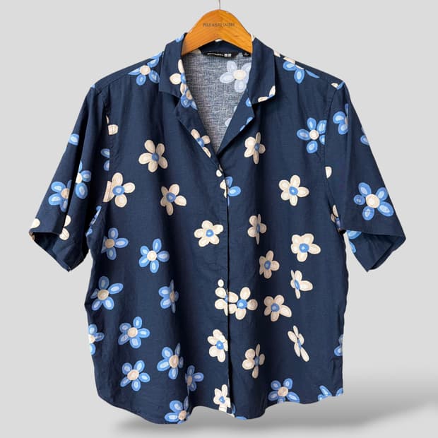 (여성XL)유니클로 마리메꼬 리넨 블렌드 오픈카라셔츠