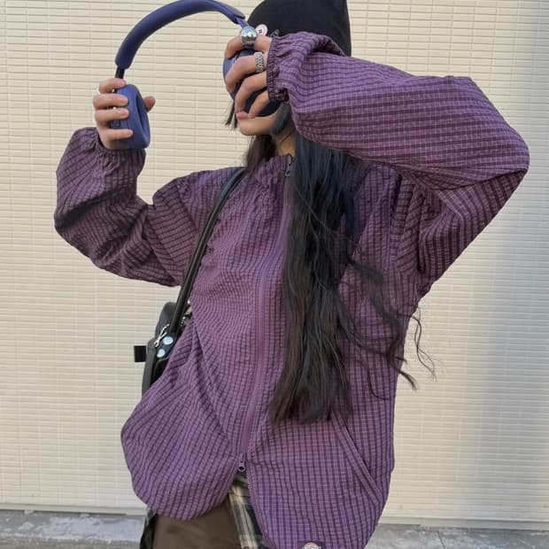 디키즈 남여공용 / 그리드 체크 라이트 윈드브레이커