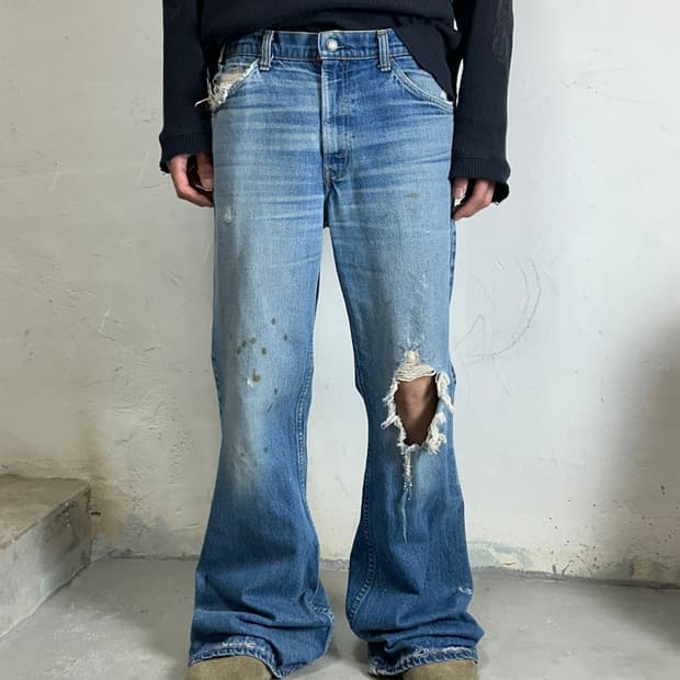 80's USA Made 빈티지 리바이스 684 벨바텀 부츠컷 체인스티치