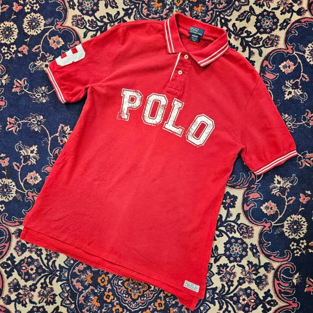 폴로랄프로렌 워싱로고 반팔 카라넥 티셔츠 