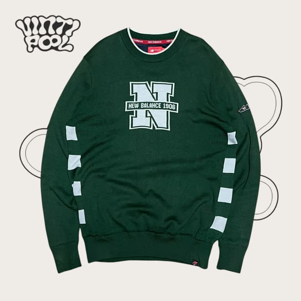 뉴발란스 골프 일본 울혼방 빅로고 니트 6 그린