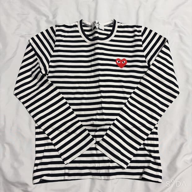 꼼데가르송 스트라이프 긴팔 티셔츠 S