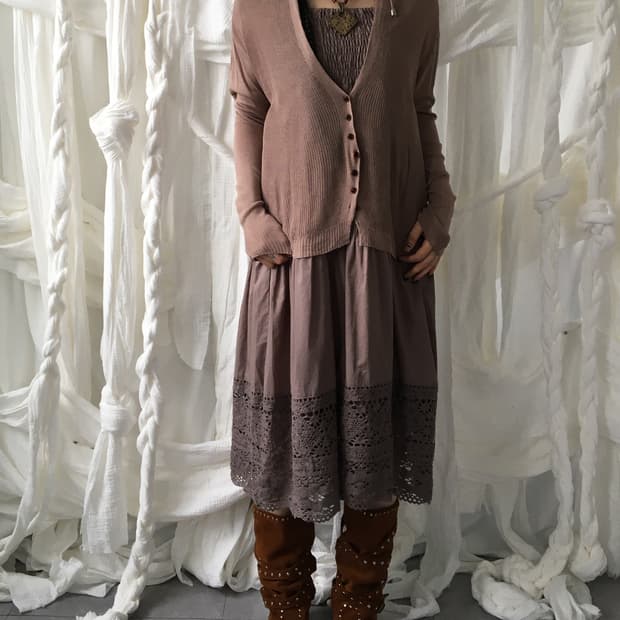 Hood knit cardigan