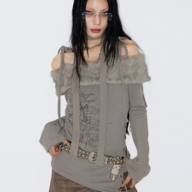 낫노잉 퍼 오프숄더 베이지 구합니다