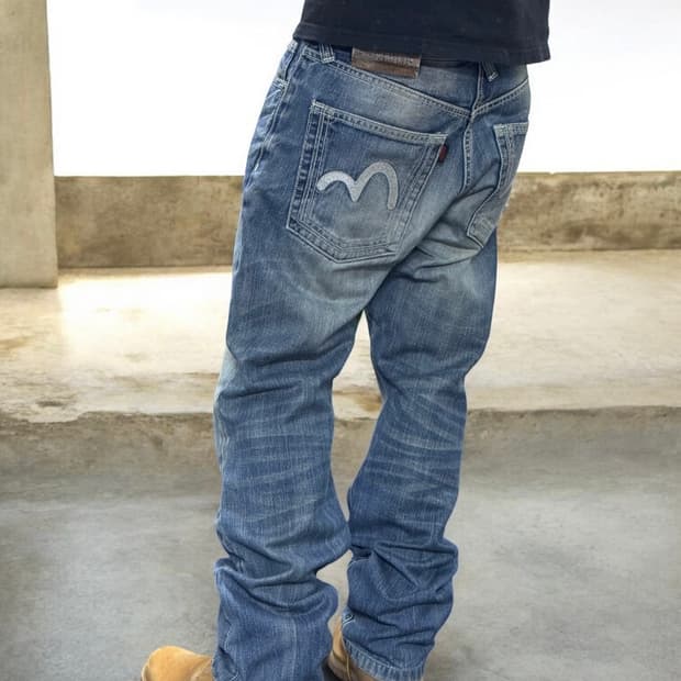 에비수 실버자수 워싱 데님 팬츠