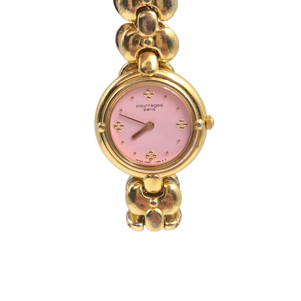 90s 꾸레쥬 베이비 핑크 꽃잎 손목 시계