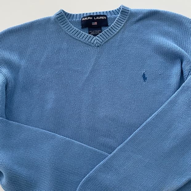 Polo 폴로 랄프로렌 하늘색 V넥 니트 