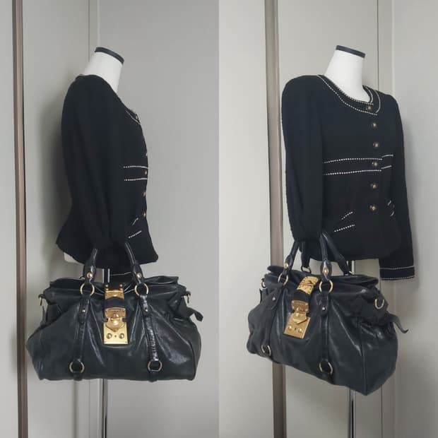 [정품] 미우미우 비텔로 럭스 레더 리본 사첼백 토트백 2way