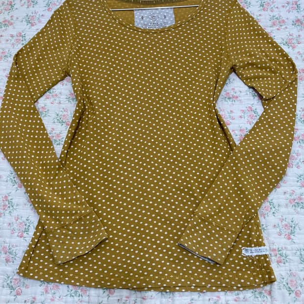 빈티지 개나리 땡땡이 모리 긴팔 1069 모리걸 y2k 스트릿 갸루 펑키