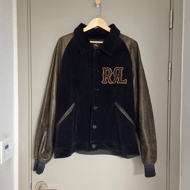 RRL더블알엘 레더 코듀로이 바시티 자켓 XXL
