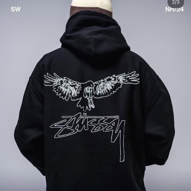 스투시 윙스팬 후드 네이비