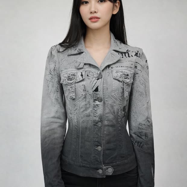 존갈리아노 아카이브 뉴스페이퍼 데님 자켓