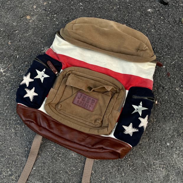 90s JEEP 성조기 밀리터리 백팩 올드스쿨 가방 키치 Y2K 백