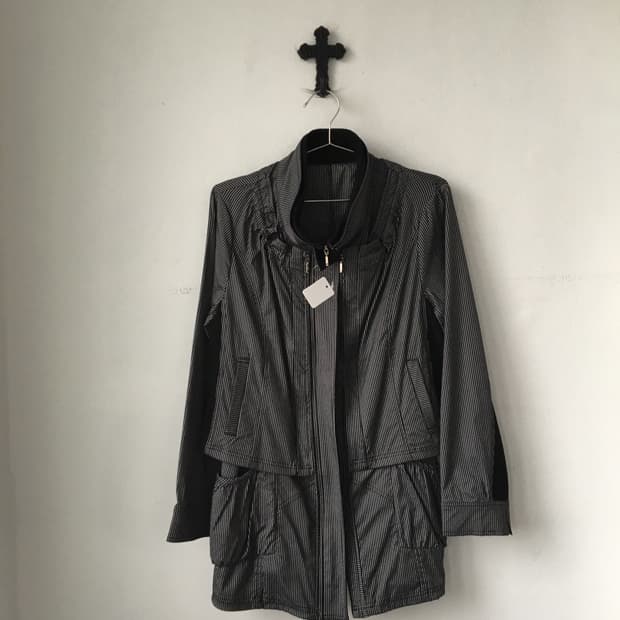 2way stripe pattern vest & jacket