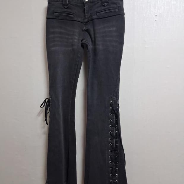 일본구제 SPREAD 블랙레이스업 부츠컷 데님팬츠 블랙 25