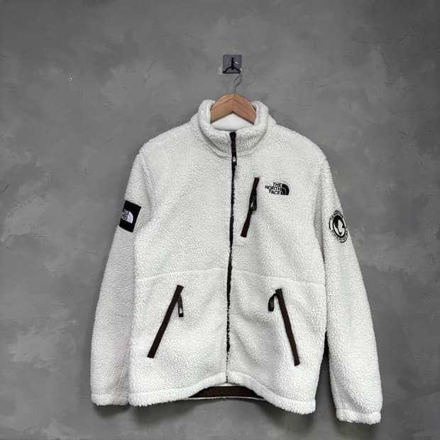 노스페이스 플리스 집업 화이트 브라운
