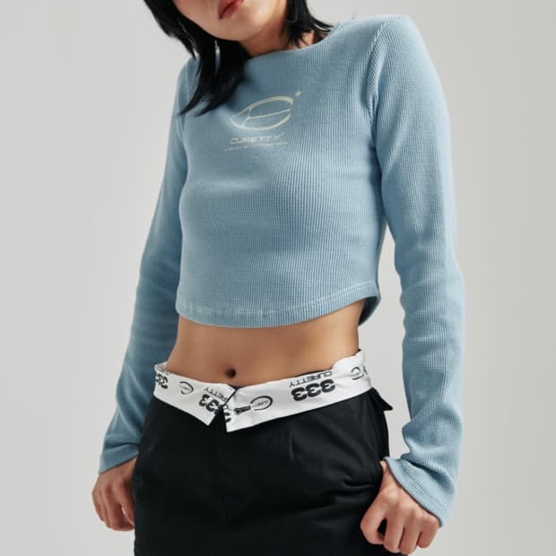 CURETTY 큐리티 크롭 와플티 새상품