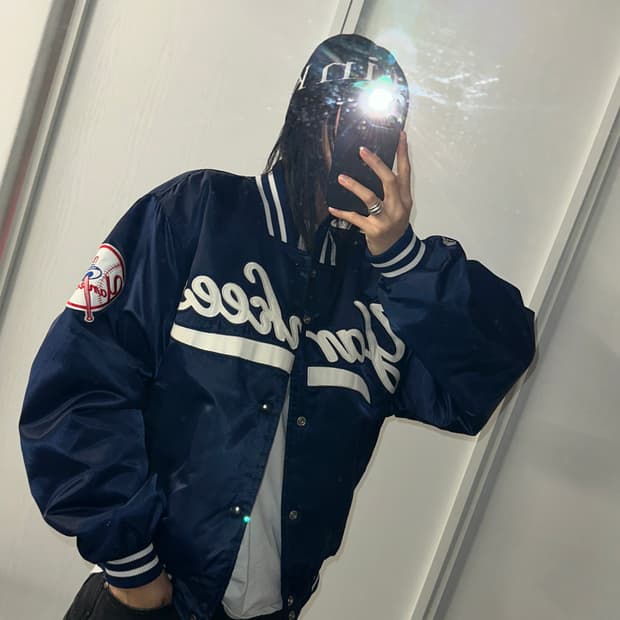 마제스틱  양키즈 나플라 바시티 블루종 자켓 M