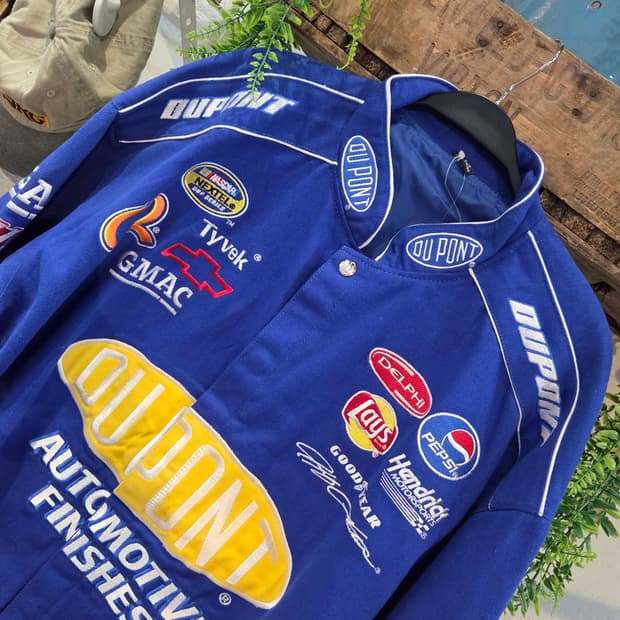 VINTAGE 빈티지 블루 불꽃 레이싱자켓