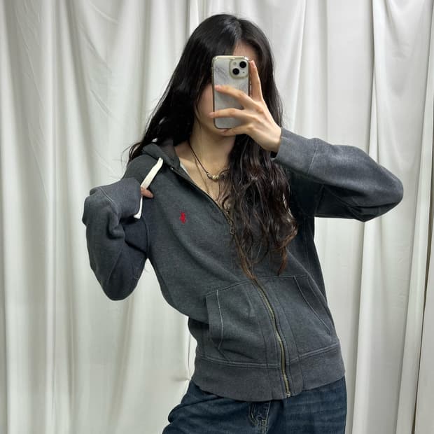 Polo charcoal thermal hood zip-up