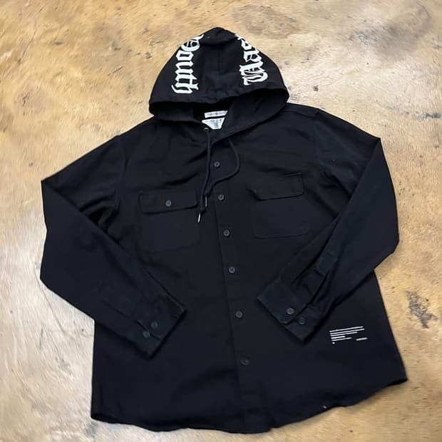 [정품/M] 디스이즈네버댓 후드 셔츠 블랙 b10