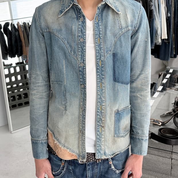 백래쉬 디스트레스드 웨스턴 데님 자켓