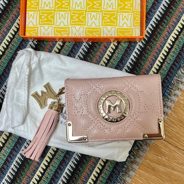 소가죽 메트로시티 퀼팅 카드 지갑 파스텔 핑크