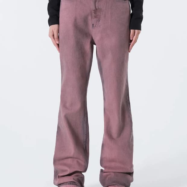 1)엘이이와이 리벳 로고 부츠 컷 팬츠 핑크