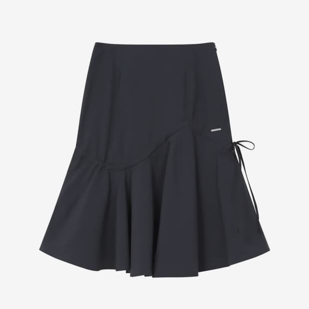 Shirring ruffle midi skirt CHARCOAL 1