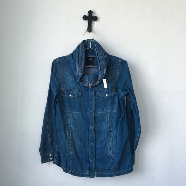 Moussy high neck cotton shirt