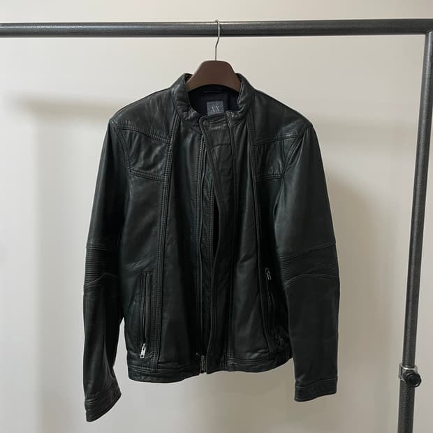 (M) ax 아르마니 익스체인지 투웨이 바이커 램스킨 양가죽 자켓