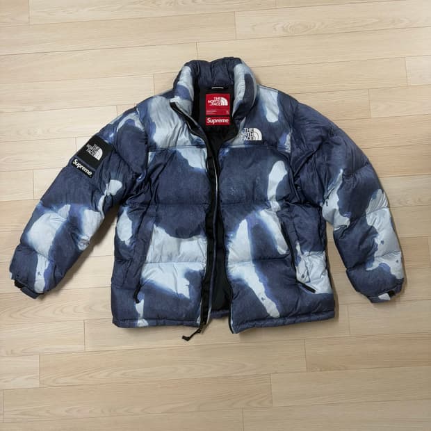 슈프림 x 노스페이스 블리치드 데님 눕시 (xl)