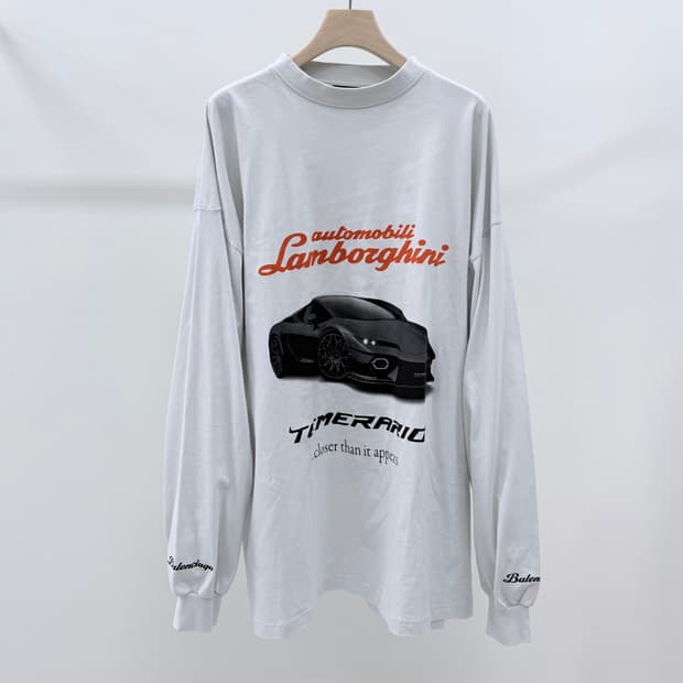 [S+급/4] 발렌시아가 x 오토모빌리 람보르기니 롱 슬리브 긴팔 티셔츠