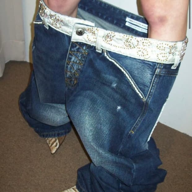 Beaded Waist Denim Pants Indigo Blue