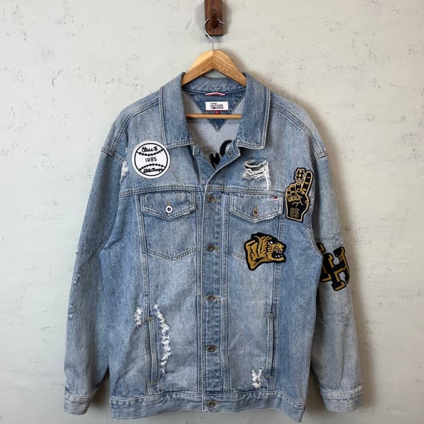 타미힐피거 빈티지 패치 청자켓