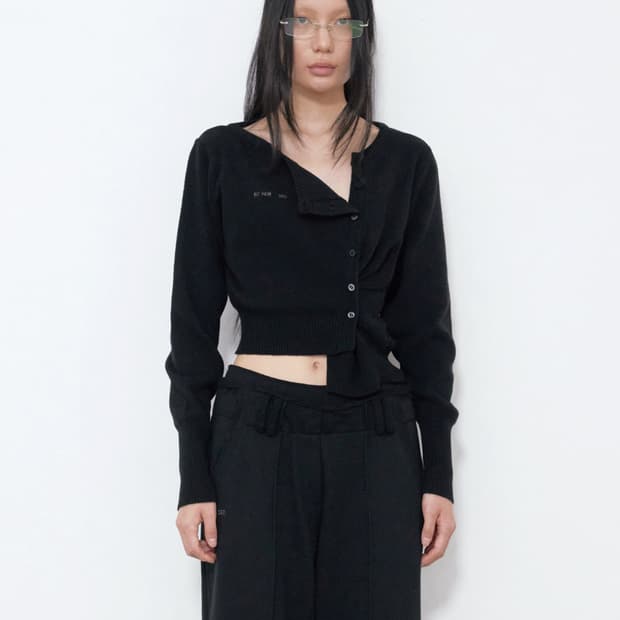UNBALANCED KNIT CARDIGAN, BLACK 보헤미안서울