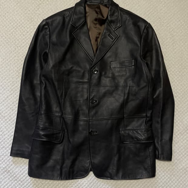 UNIQLO 유니클로 웨스턴 무드 3버튼 양가죽 레더 자켓 다크 브라운