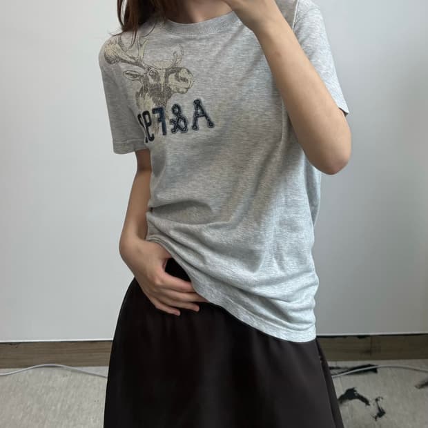 아베크롬비 순록 그레이 반팔 티셔츠